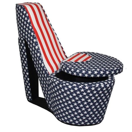 ORE INTERNATIONAL ORE International HB4564 Patriotic Blue; White Red high Heels Storage Chair HB4564